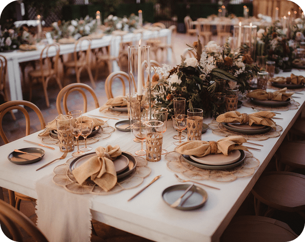 Elegant outdoor wedding reception table setting
