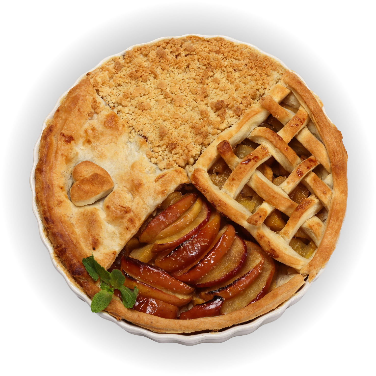 Apple pie with varied crust designs