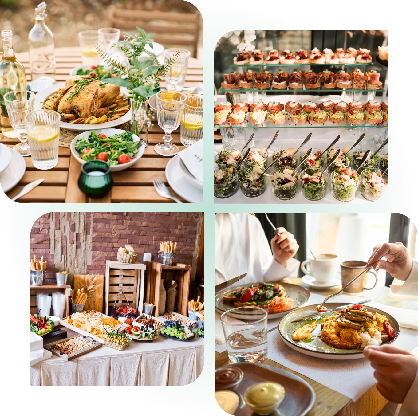 Buffet with various dishes and snacks